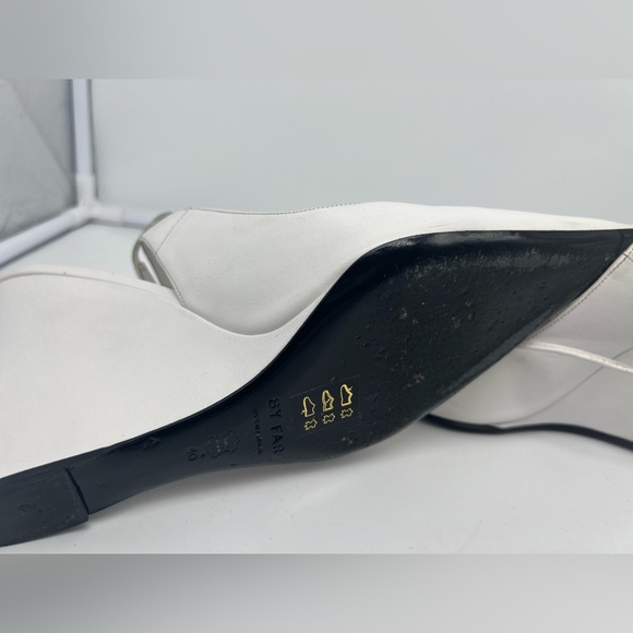 BY FAR Vaughn White Nappa Leather Wedge Gladiator Lace Up Pointed Heels sz 40 - Picture 13 of 13